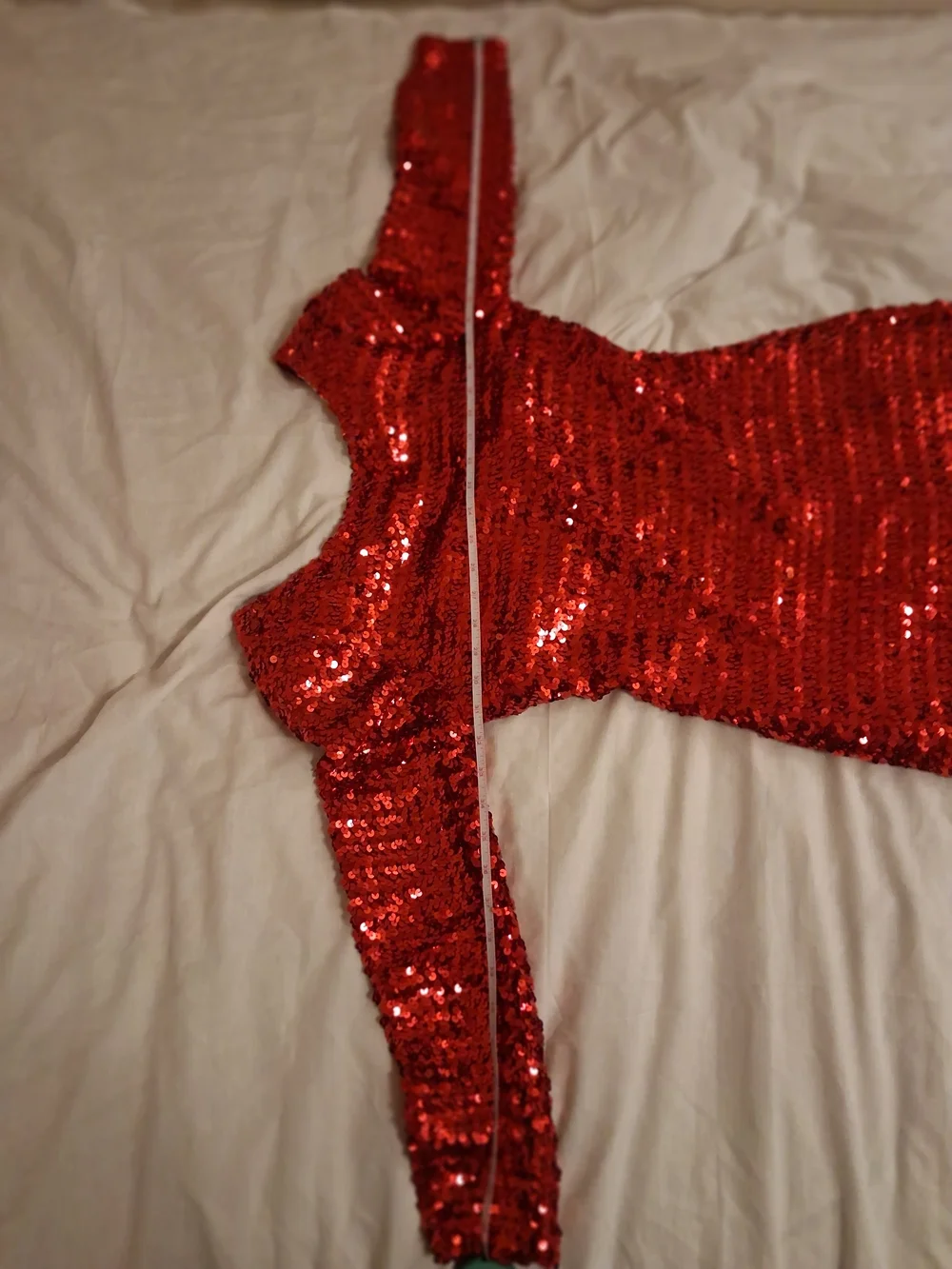 Red Sequin Backless Cocktail Dress with Long Sleeves